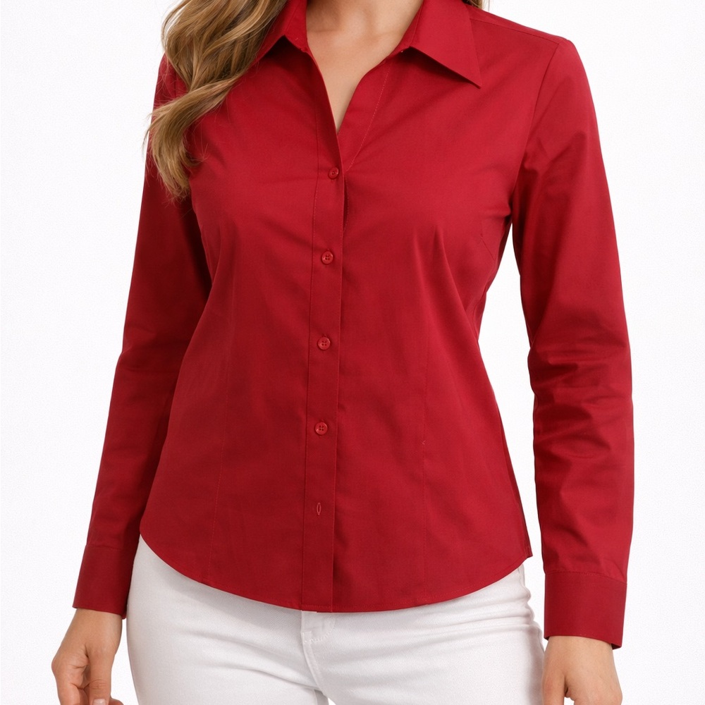 Gold Label Investments Elegant Red Women's Button-Down Shirt